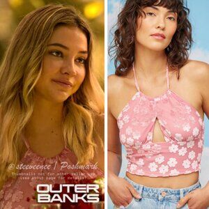 Daisy Street Velvet Floral Halter Crop Top ASO Sarah Cameron